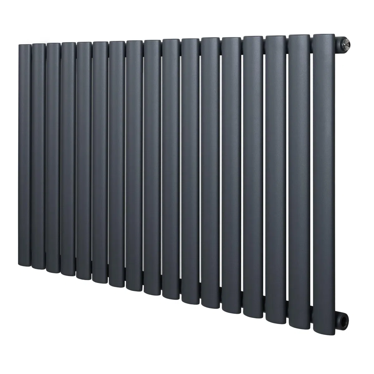 Radiatore Ovale a Colonna Singola 600 x 1020 mm Orizzontale Design Moderno Acciaio al Carbonio Riscaldamento Centrale Antracite con Kit Fissaggio e Spazzola