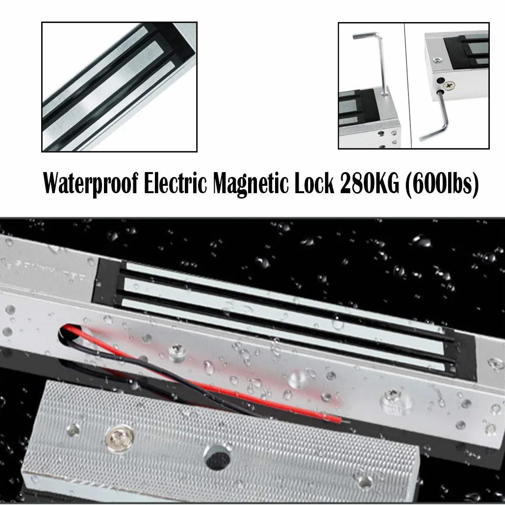 YAVIS (Impermeabile) Serratura Magnetica Elettromagnetica Porta Singola 280KG (600 LB) DC 12V Serratura Elettrica Fail safe NC Stile Elettrica Forza di Tenuta per Controllo di Acesso