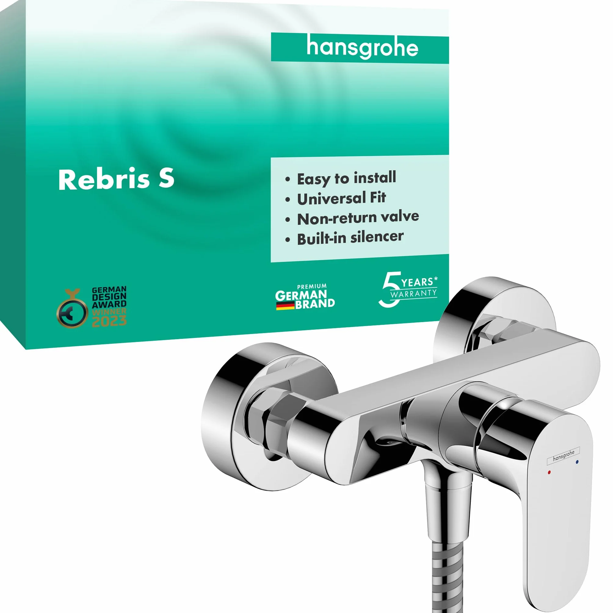 hansgrohe Rebris S miscelatore monocomando per doccia esterno, rubinetto per doccia a 1 funzione, cromo