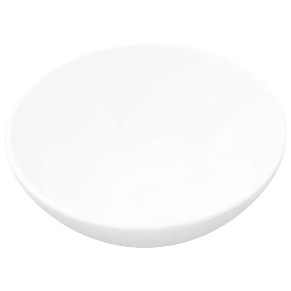 vidaXL Lavandino Appoggio da Bagno in Ceramica Bianca Rotondo Lavello Lavabo