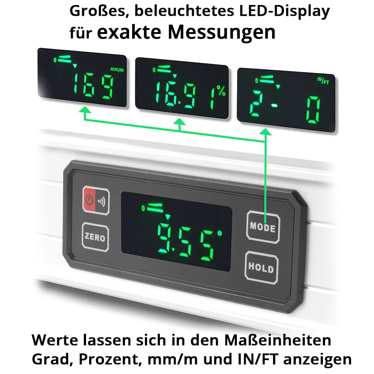 STAHLWERK Livella digitale DW-800 ST in alluminio con lunghezza 800 mm livella magnetica | livella magnetica | livella in alluminio | livella digitale | goniometro