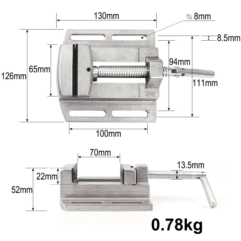 Morsa da banco per trapani, morsetto per trapani a colonna, regolazione 4", apertura 2,5".