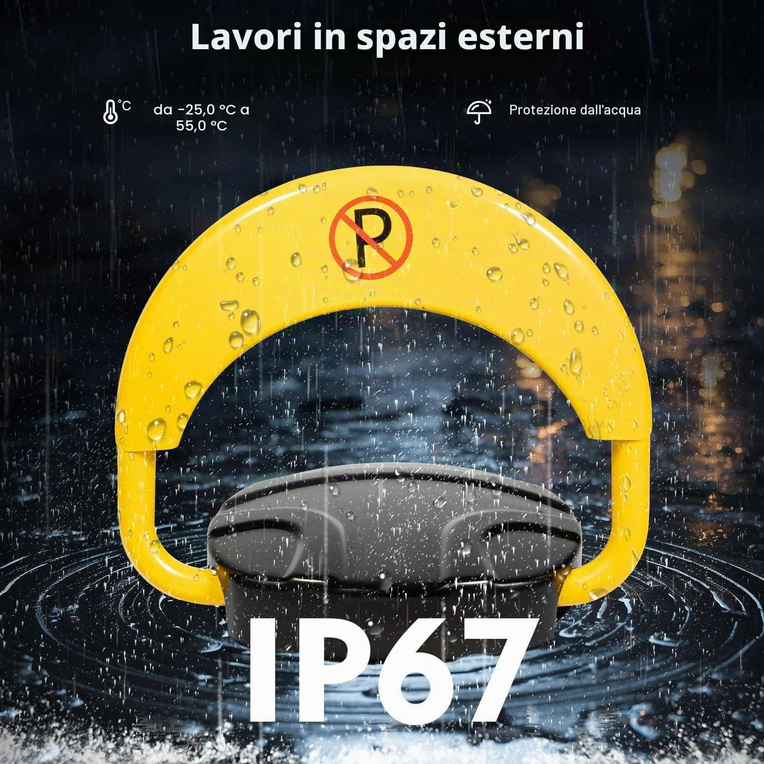 Blocco per parcheggio, barriera con telecomando, blocco per parcheggio pieghevole, delimitazione del parcheggio, blocco per parcheggio elettrico, grado di protezione IP67, braccio girevole