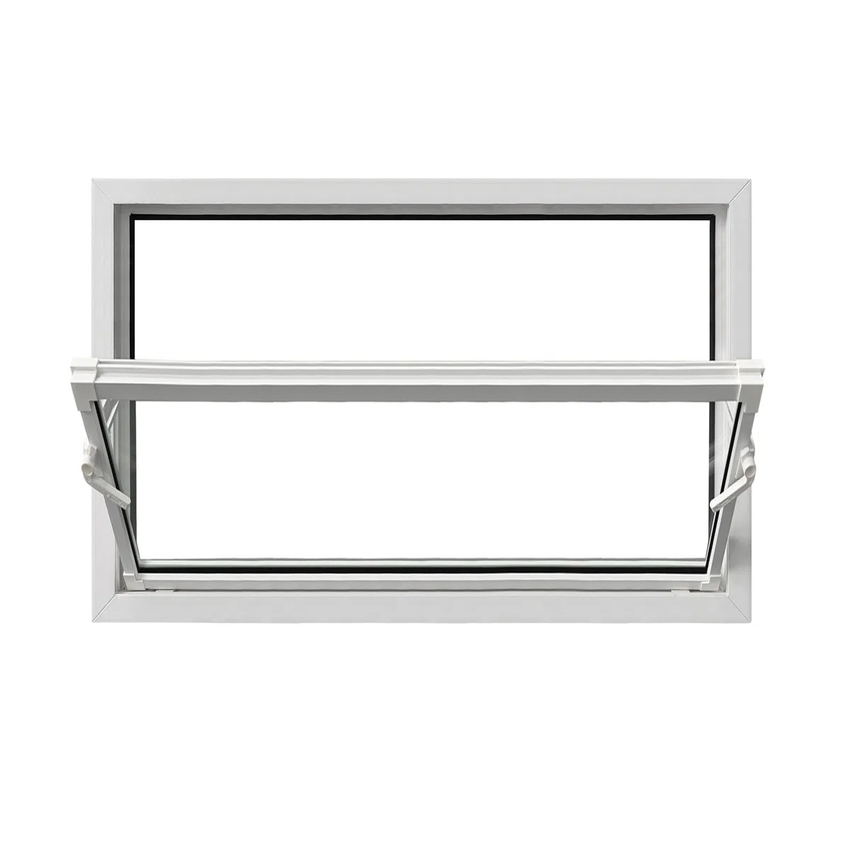 Finestra in PVC, a Ribalta e a Battente, Bianca, 100 x 60 cm (1000 x 600 mm), Vetro Singolo – Finestra in PVC con funzione di Ribalta e a Battente, per ventilazione, scantinati