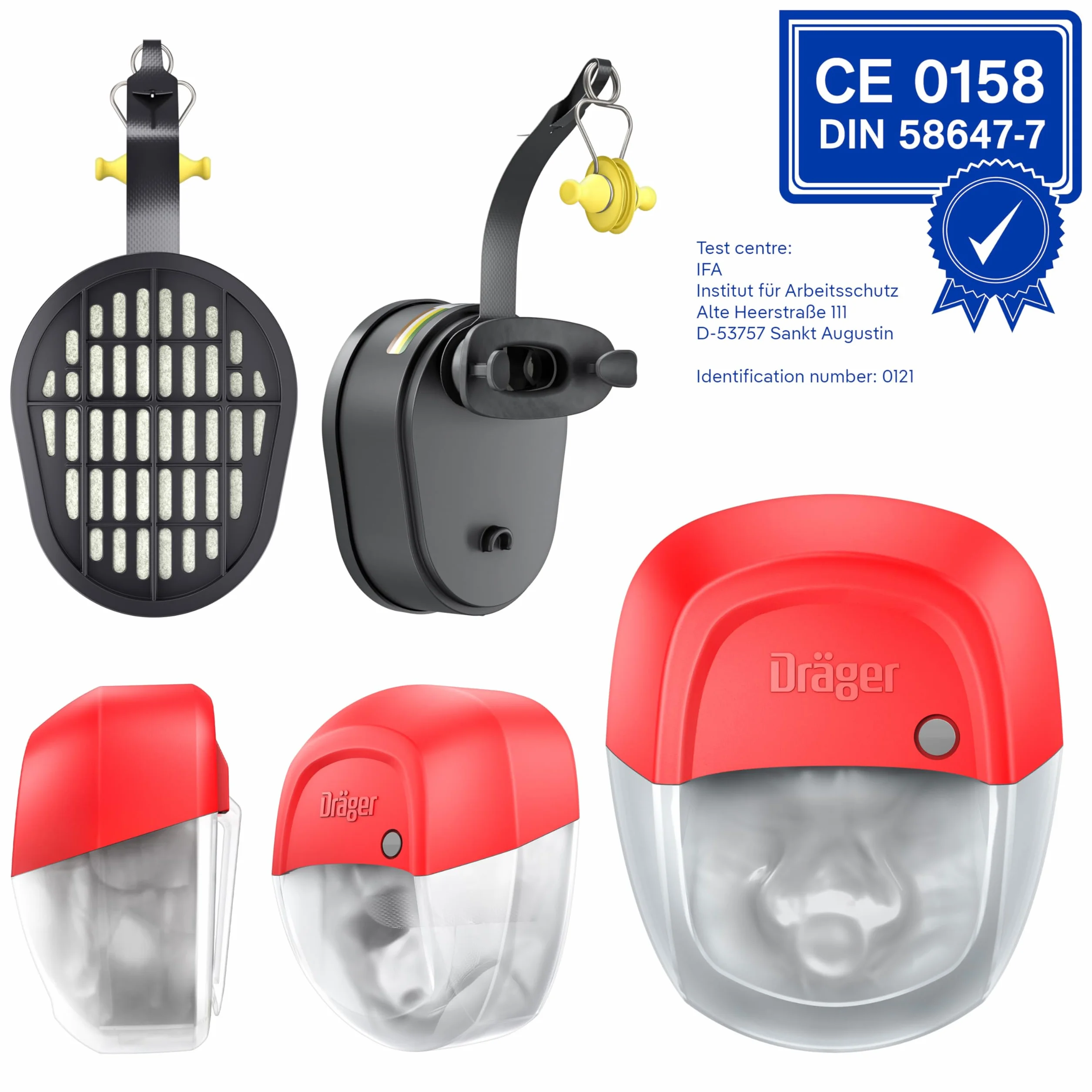 Dräger PARAT 1260 | Respiratore di emergenza con boccaglio, stringinaso e filtro multigas ABEK | Dispositivo di Fuga a filtro | Protezione da gas e vapori tossici