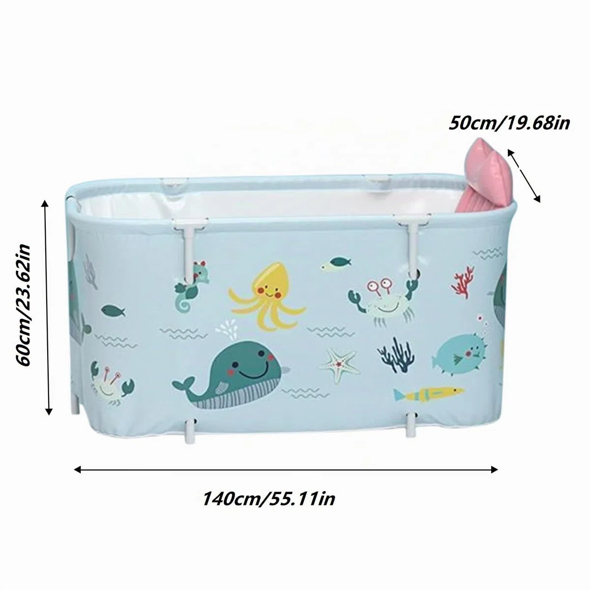 Vasca da bagno pieghevole per adulti, 140X50X55cm Vasca da bagno portatile con cuscino e schienale, vasca da bagno SPA per doccia, vasca da bagno pieghevole indipendente per adulti e bambini, stile