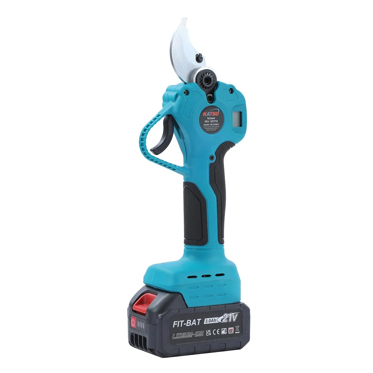 KATSU FIT-BAT 21V Motosega a Batteria Telescopica Esteso Fino a 253 cm Kit 3 in 1 con 3,0 Ah Batteria, Brushless Motosega e Forbice Potatura, per Potatura di Rami di Alberi