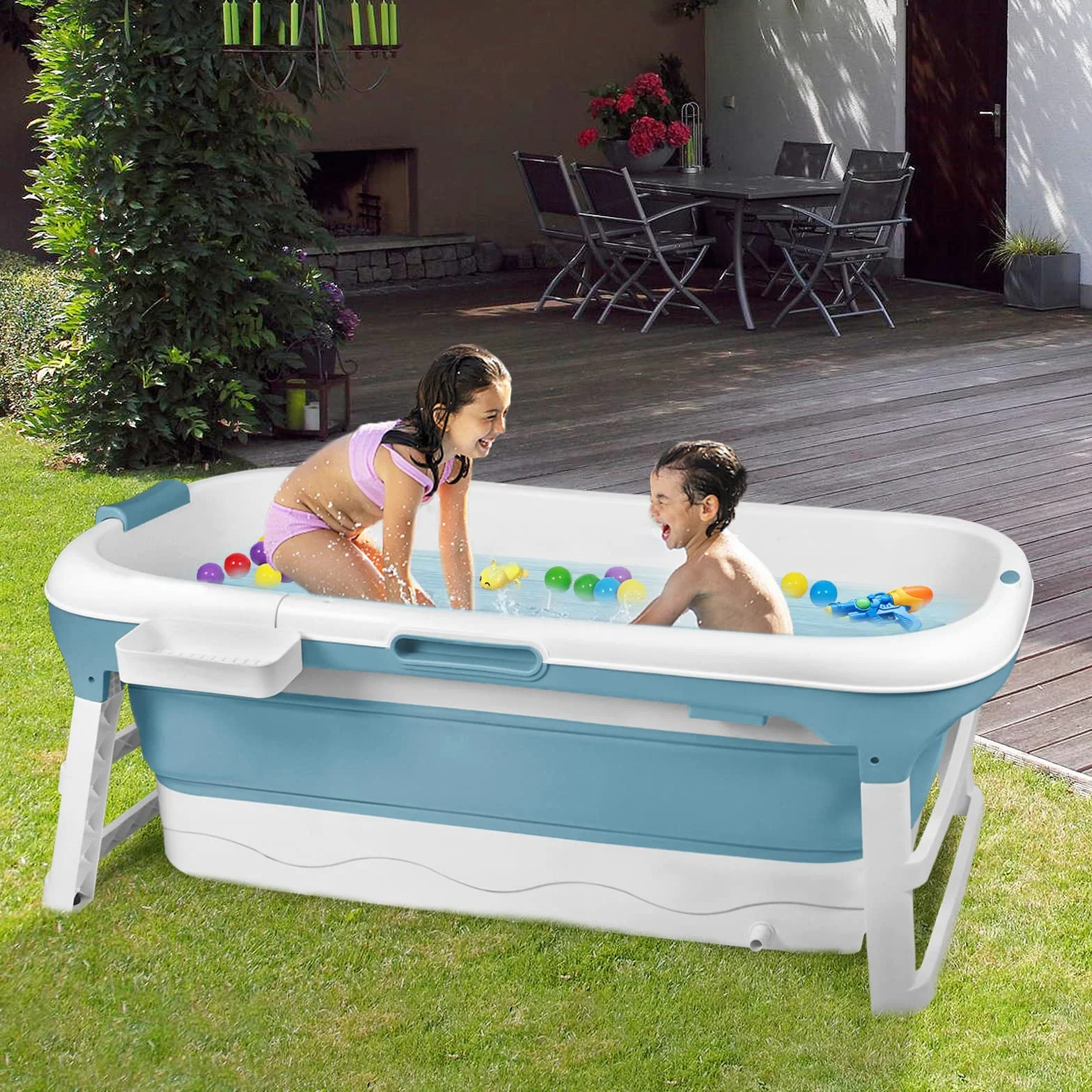 YUENFONG - Vasca da bagno pieghevole per adulti con copertura rimovibile, in materiale PP e plastica, dimensioni: 128 x 62 x 52 cm