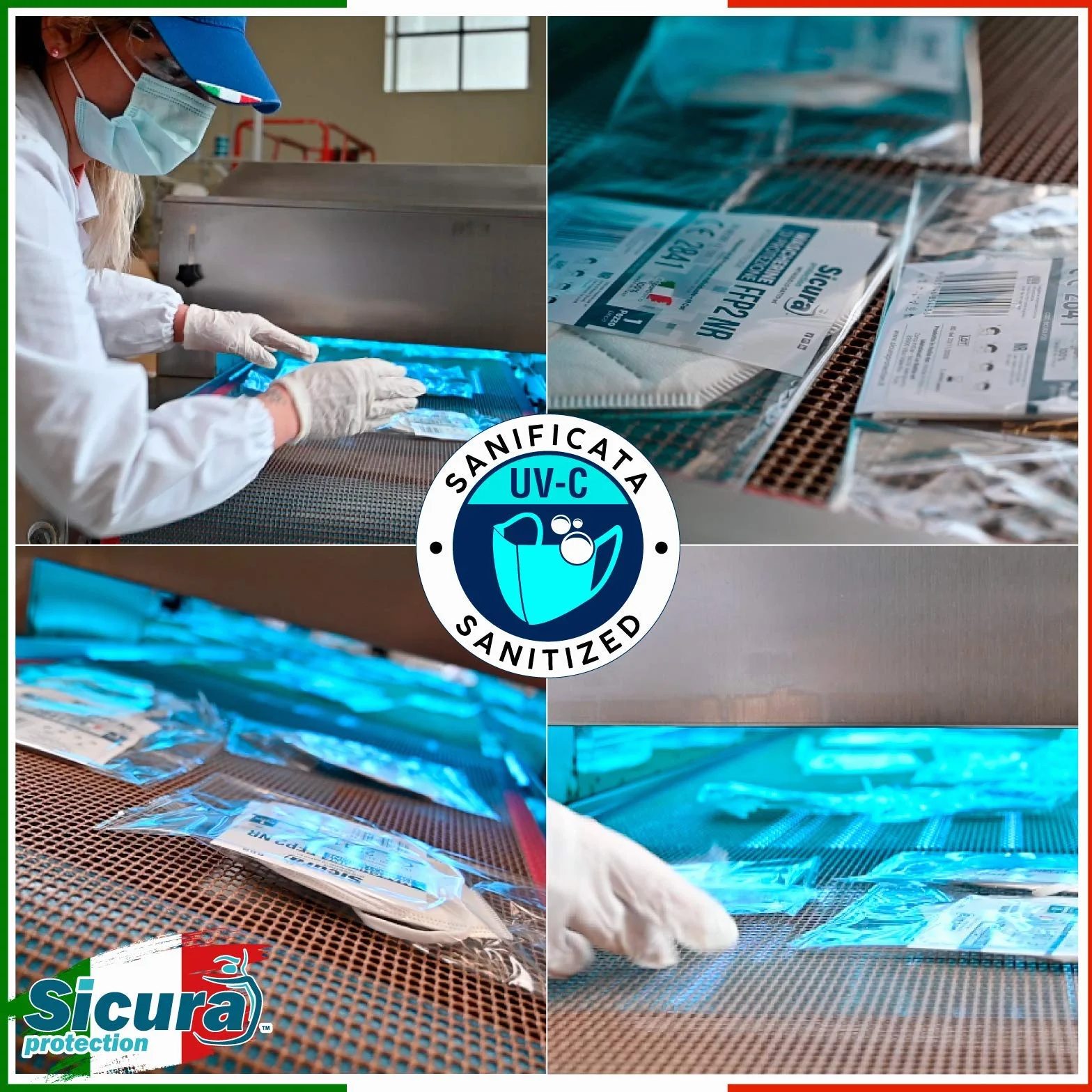 100 Mascherine FFP2 Certificate CE Made in Italy SICURA Protection BFE ≥99% Mascherina ffp2 vera Marcatura EFFETTO PULITO sigillata. EN 149:2001+A1:2009