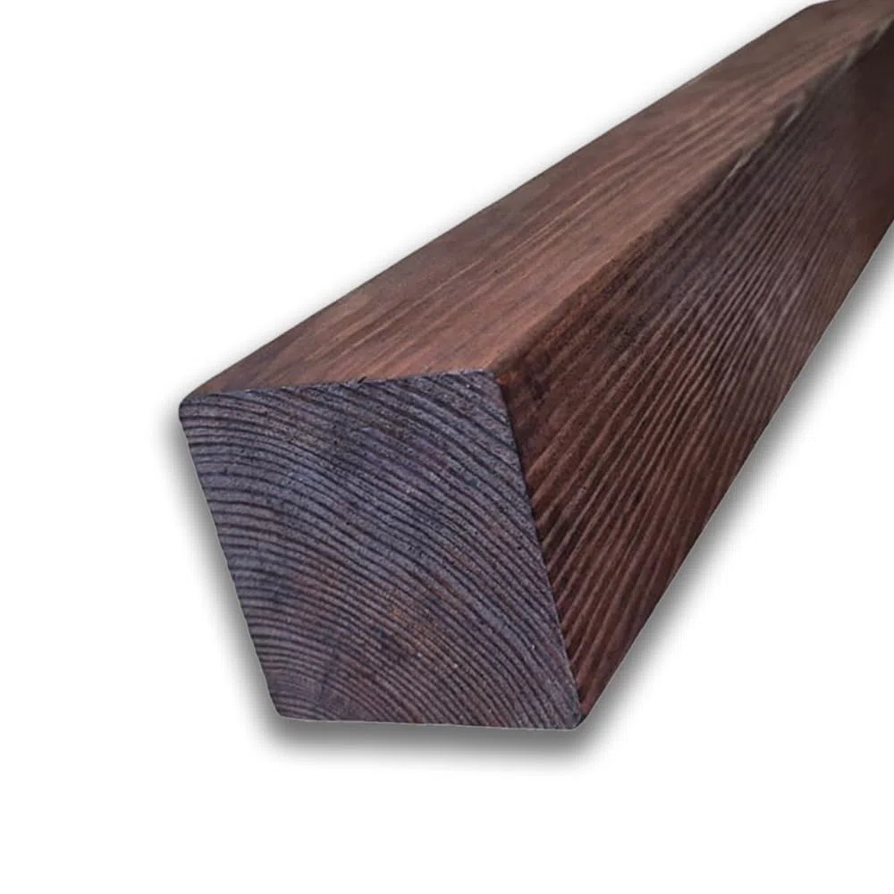 Trave in Legno Massiccio di Pino Nordico, Sezione Quadrata 9x9 cm, Lunghezza 3 m, Impregata color Teak scuro