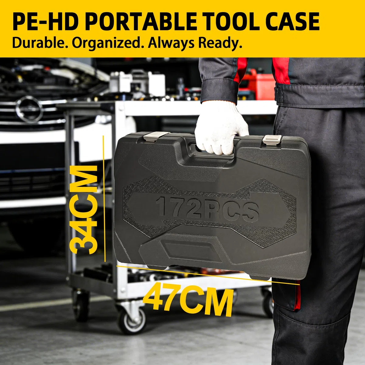 Set di chiavi a bussola e cricchetto da 172 pezzi, kit professionale per meccanica, set completo di chiavi a bussola con attacco da 1/4", 3/8", 1/2", punte, custodia per riparazione auto e fai