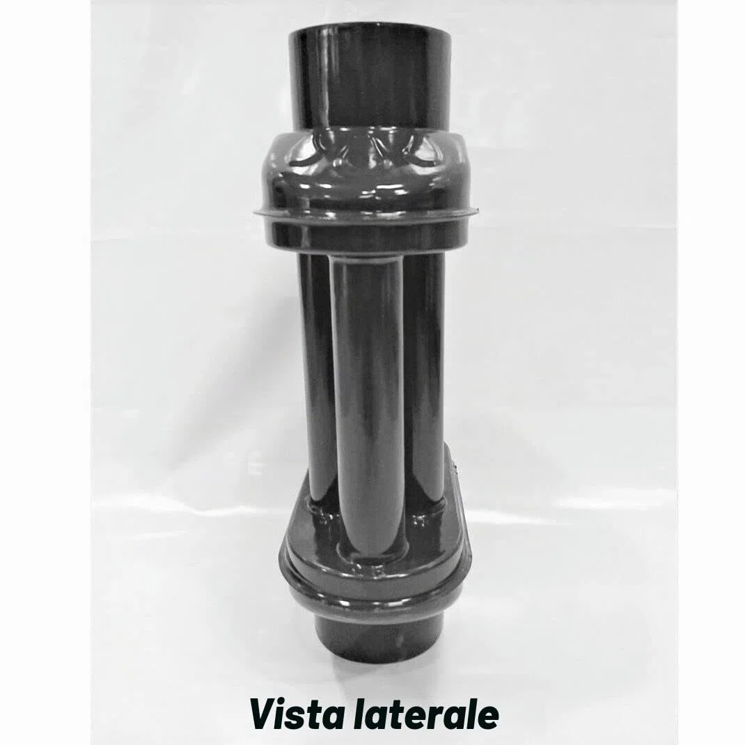 UZMAN Scambiatore di calore per camino / scambiatore di aria calda, camino per gas di scarico, scambiatore di gas di scarico nero, diametro 130 mm, 6 tubi con smorzatore