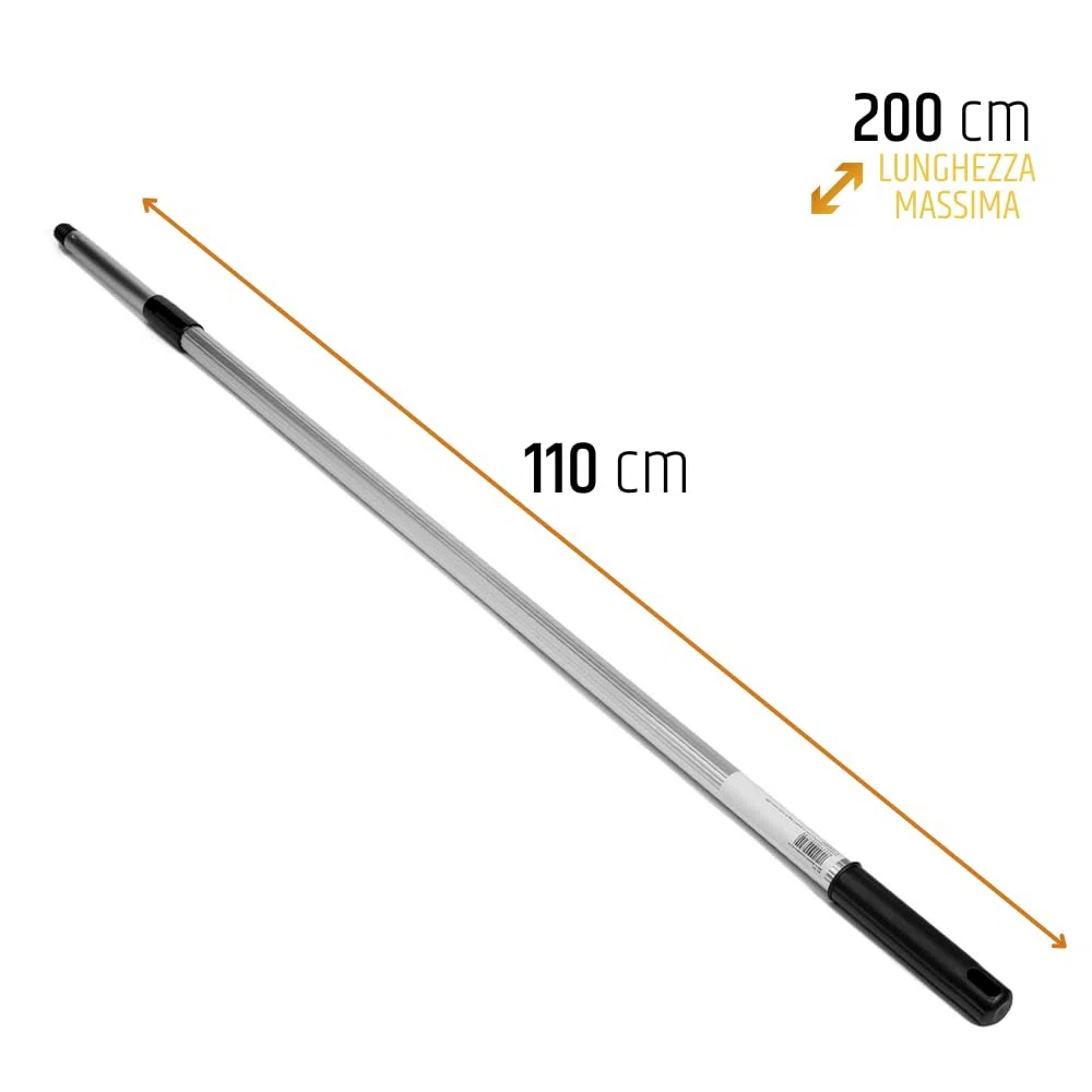 PENNELLIFICIO 2000 | Asta Telescopica Allungabile in Alluminio per Rullo, Completa di Cono, Superleggera, Indicata per Verniciare, Lunghezza da 110 cm a 200 cm - Made in Italy