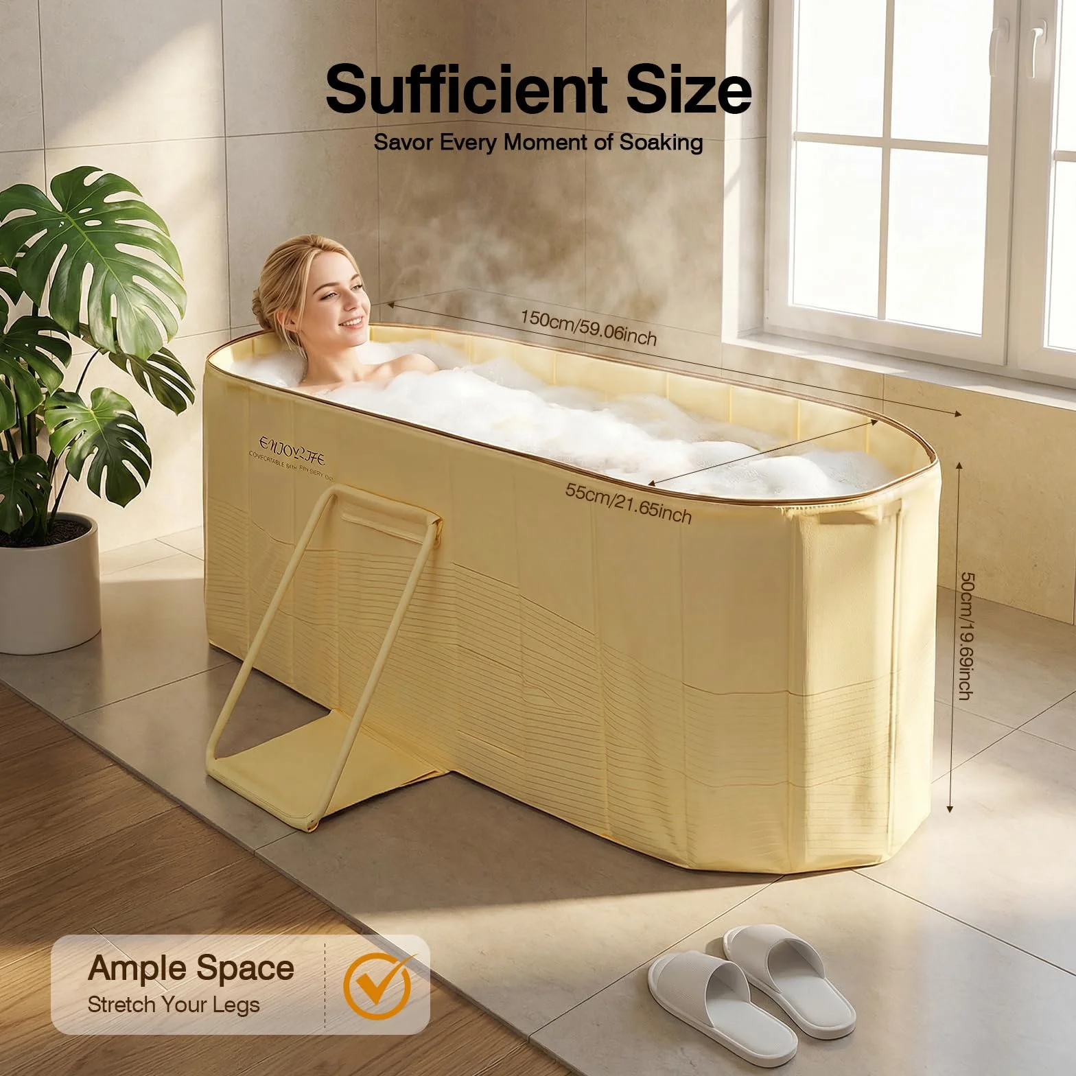 Vasca da Bagno Pieghevole per Adulti, Vasche da Bagno Mobili con Coperchio Isolato, Isolamento Rinforzato a 5 Strati, Supporto Triangolare Stabile, Vasca per Bagno di Ghiaccio, per Spa