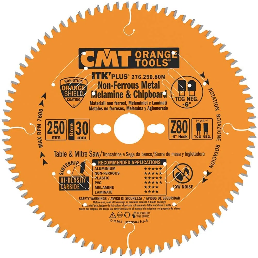 CMT-LAMA CIRCOLARE X ALLUMINIO HW 250x2.6/1.8x30 Z80 TCG NEG