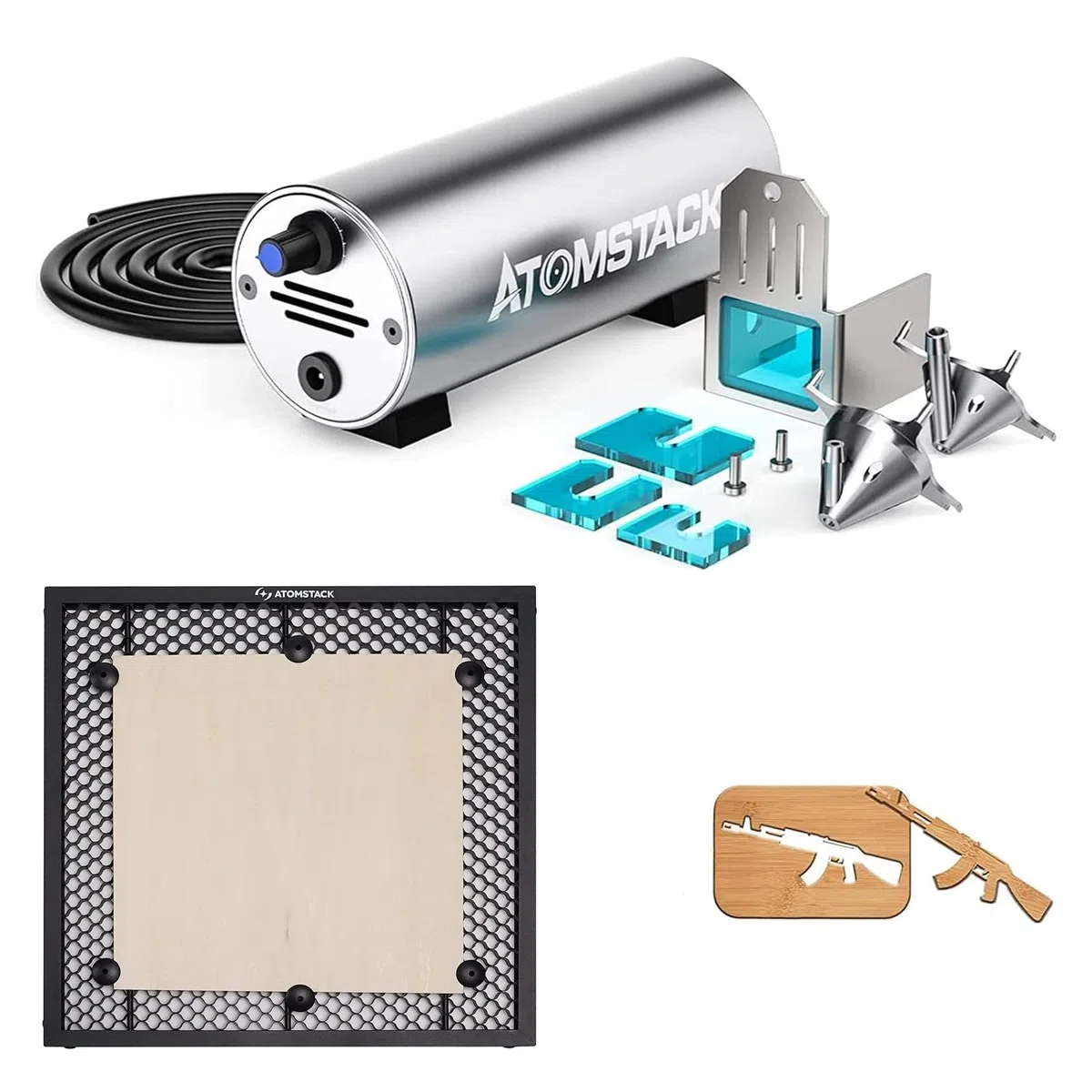ATOMSTACK F30 Air Pump Kit per X7 PRO/A10 PRO/A5 PRO rimozione fumo 10-30L/min flusso d'aria F2 400 x 400 mm piastra a nido d'ape eliminazione di vapori di taglio e polvere per taglierina laser A30