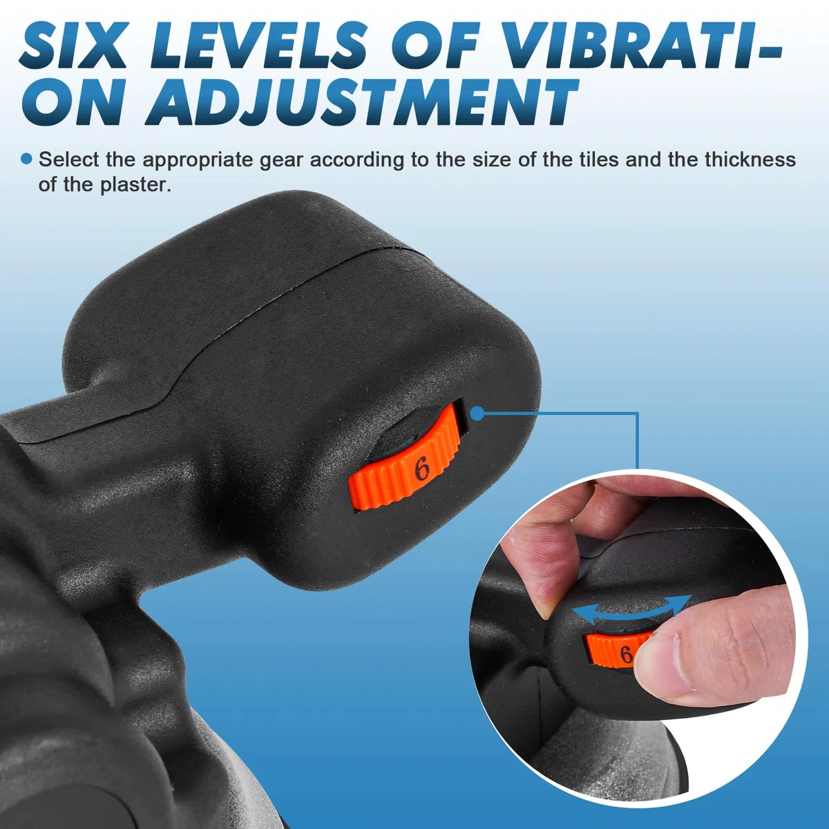 MXBAOHENG Vibratori per Piastrelle a Batteria 19000VPM Vibratore per Piastrelle 6 ingranaggi piastrellatrice elettrica per piastrelle 4500mA adatto per piastrelle 30-120cm (2 batterie)