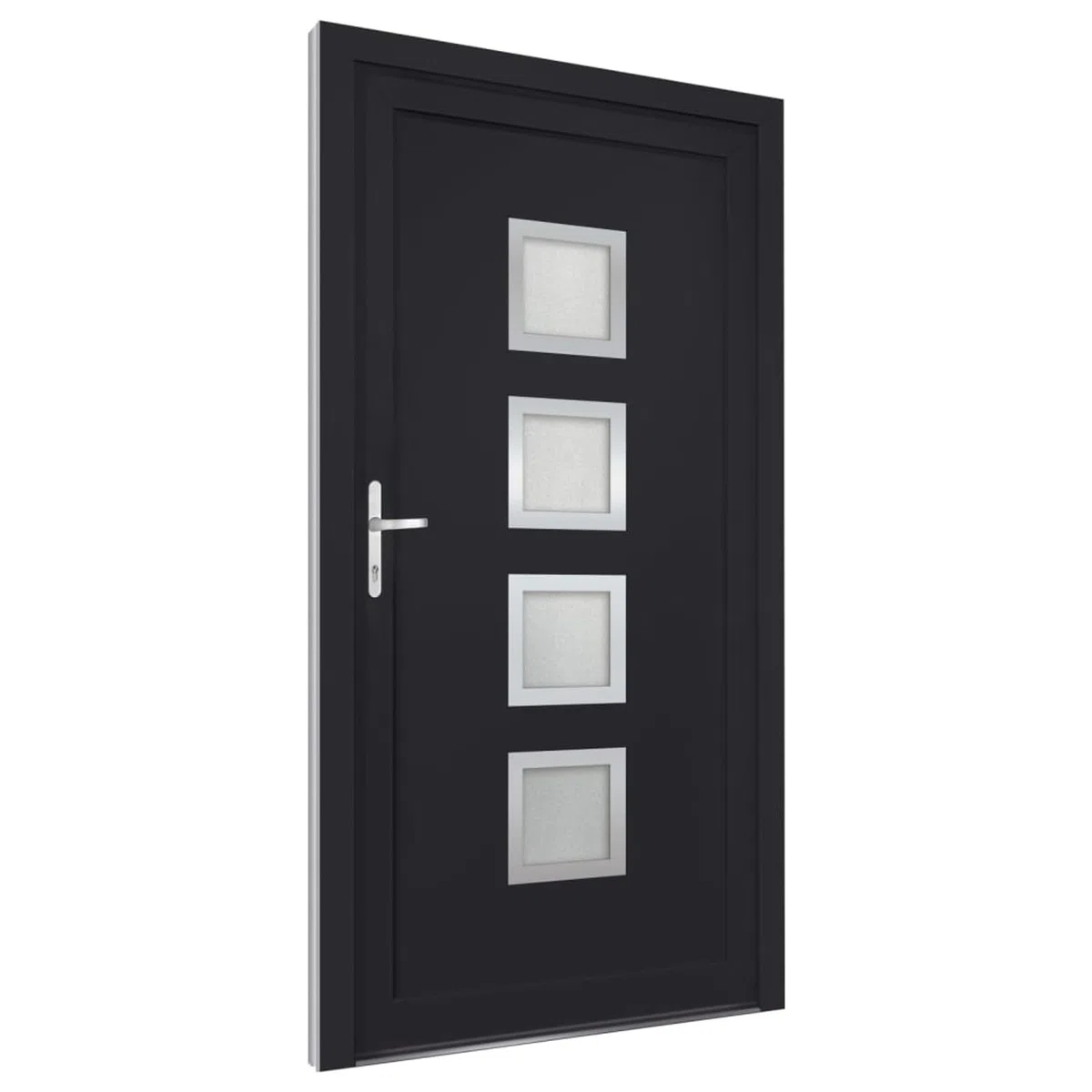 Gecheer Porta Ingresso Antracite 98x190 cm in PVC, Porta Esterna in PVC, Portoncino Ingresso Esterno