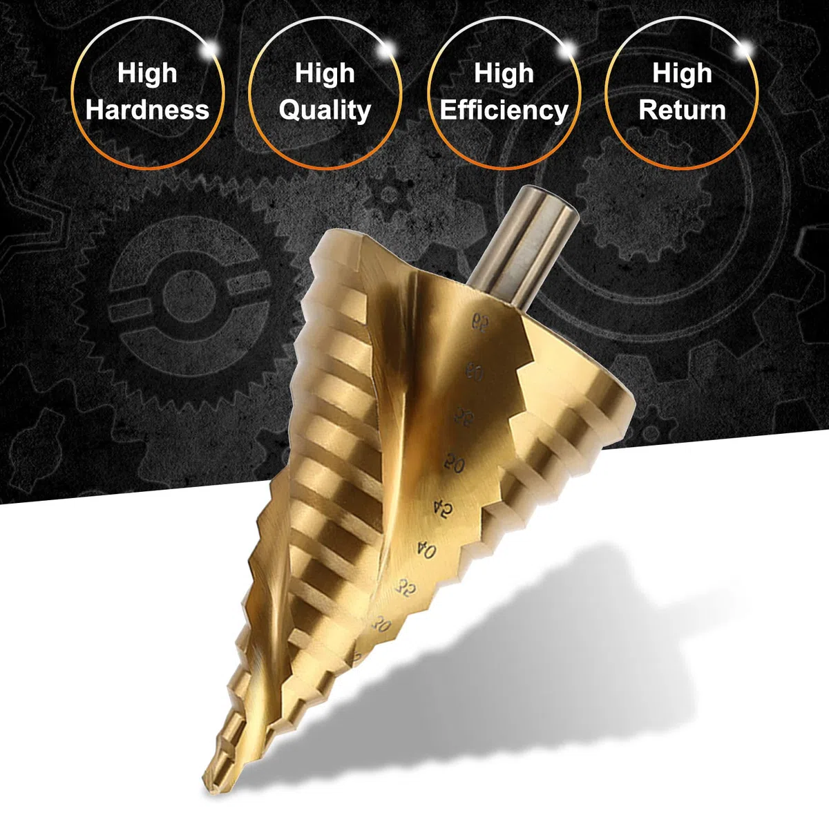 6-65 mm Grande HSS Spiral Groove Step Drill Rivestito in Titanio, Passo 13