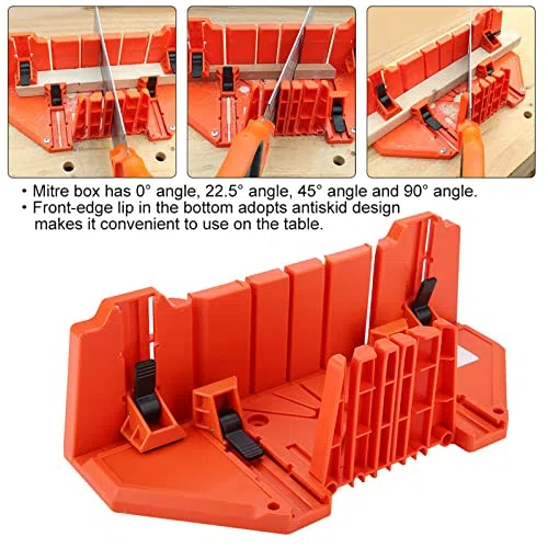 Troncatrice 14 Pollici Design Antiscivolo Scatola per Troncatrice ABS Ad Alta Resistenza Blocco per Potaturaper Potaturaa Mano per Taglio del Legno, Angoli 0°, 22,5°, 45°, 90°