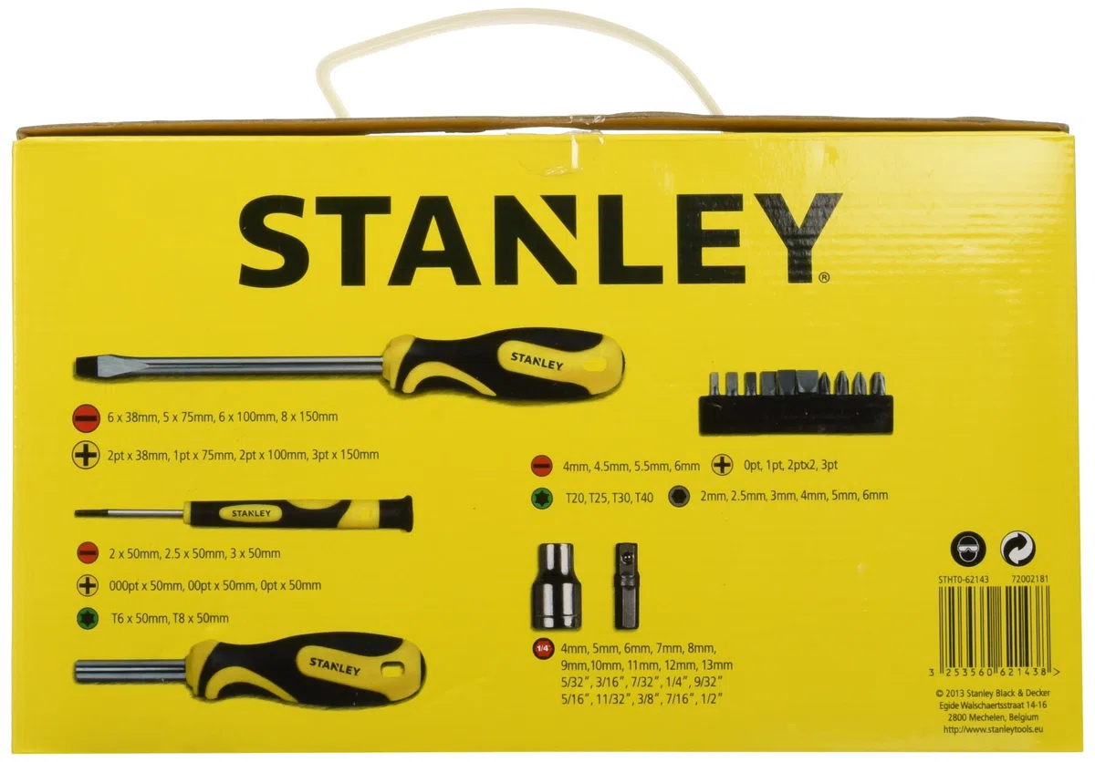 Stanley STMT98109-1 Valigia Manutenzione 142 Utensili, ‎Multicolore, ‎47.5 x 37.5 x 17.5 cm, 12.4 Kg & STHT0-62143 Set 57 Pezzi Giraviti e Inserti e Chiavi a Bussola