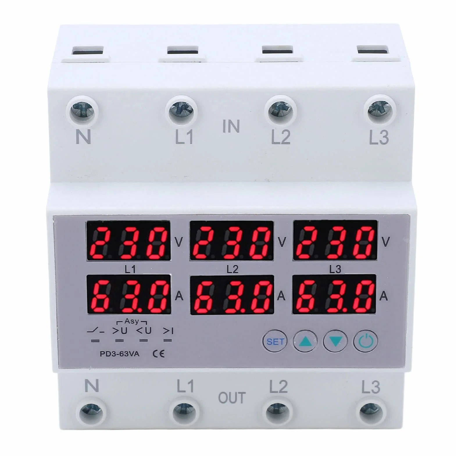 Contatore elettrico a 3 fasi, AC390 – 500 V, amperometro e voltmetro digitale, contatore di corrente alternata regolabile, multimetro DIN, guida DIN automatica, sovratensione, protezione