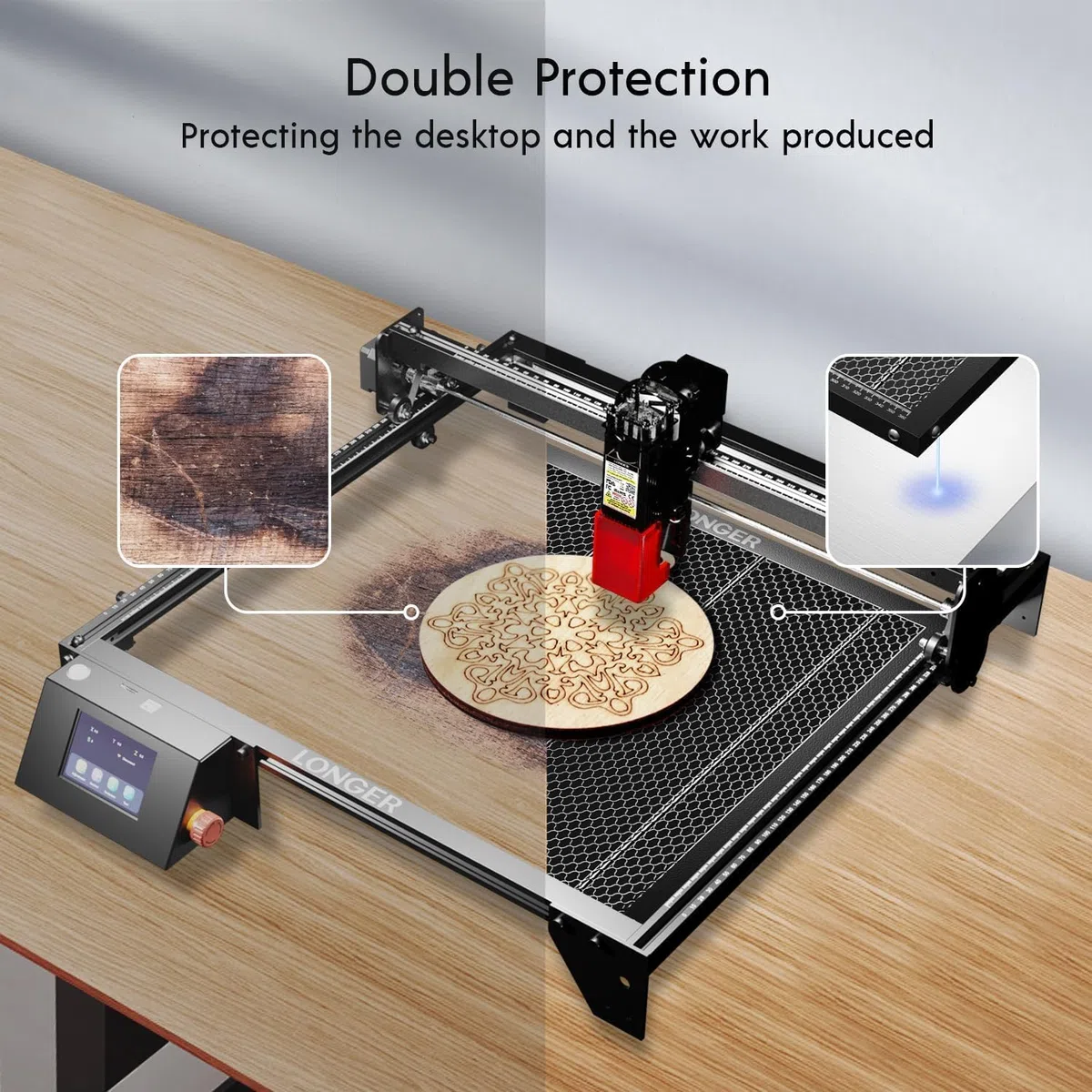 LONGER Pannelli a Nido d’Ape 400x400mm - Aluminium Honeycomb Tisch für CO2/Laserdiode Laser Gravur- und Schneidemaschinen - Schnelle Wärmeableitung & Schutz der Unterlage