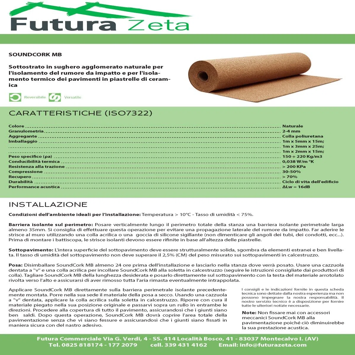 Rotolo di Sughero Supercompresso Spessore 3 mm. Rivestimento Muro Parete Fredda Tappetino Sotto Pavimento Parquet Bacheca (5 Mq)