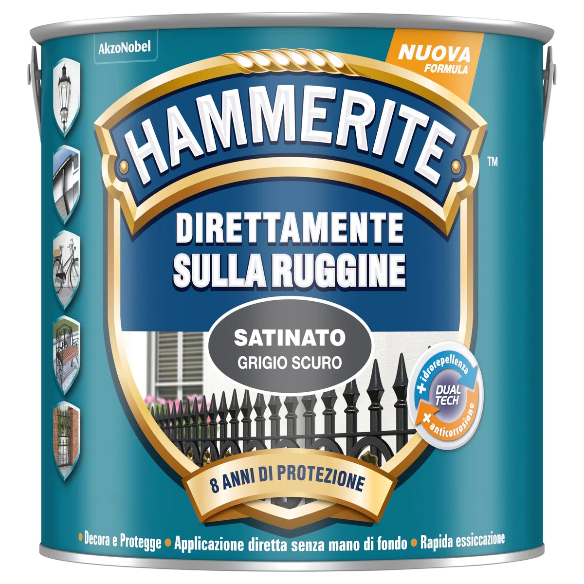 Hammerite Direttamente Sulla Ruggine Satinato Grigio Scuro 2,5 L