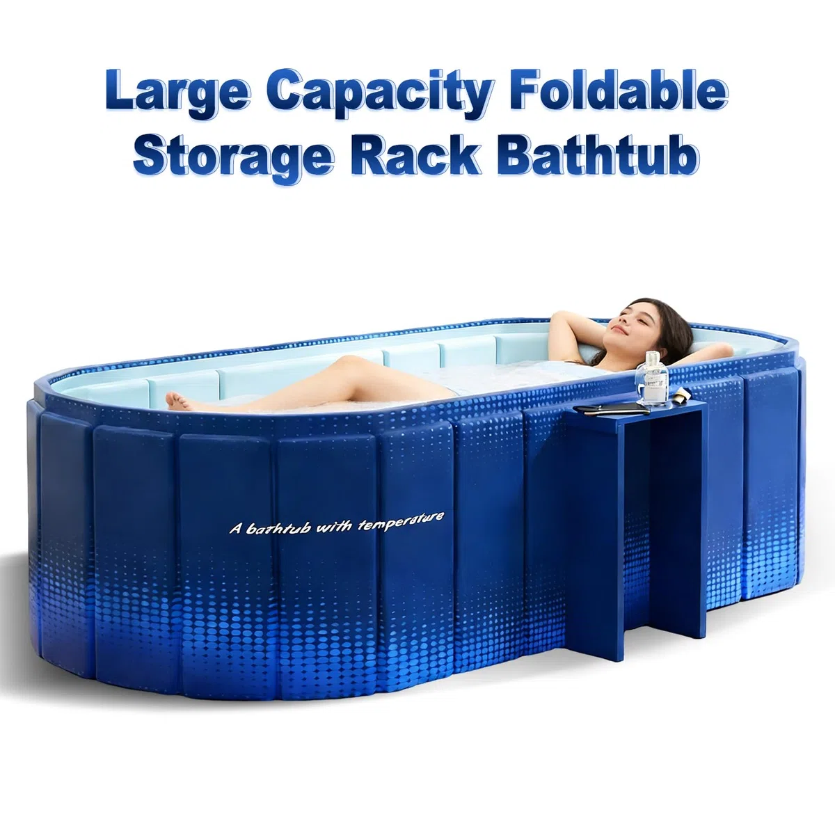 Vasca da bagno portatile da 150 cm con ripiano, vasca pieghevole per 2 persone, vasca da bagno pieghevole senza gonfiaggio per adulti, bagno di ghiaccio e vasca idromassaggio calda 2 in 1 per box