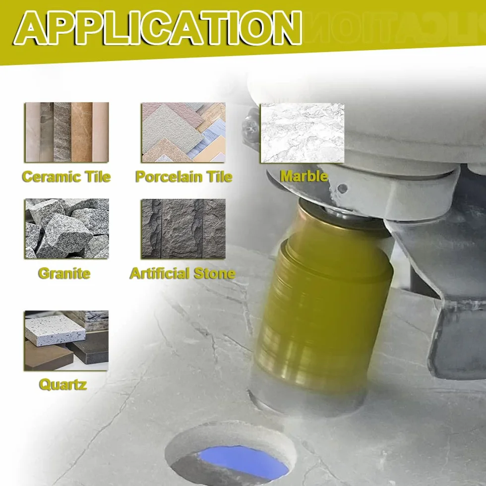 Punte per Trapano Diamantate (6/6/8/25/35/50/68mm+10mm Fresa Punta Trapano+50mm Punta Smusso+115mm Disco Diamantato+Adattatore) Seghettato Ceramica Porcellana Marmo Granito M14 Filettatura
