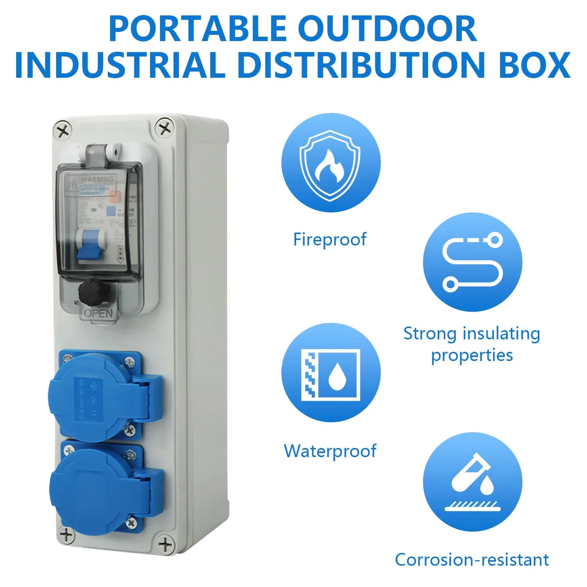 Quadro Elettrico da Cantiere 16A, Magnetotermico 250V 2P Quadri Elettrici da Esterno con Interruttore fi Impermeabile IP54 Presa Esterna per Giardini di Fabbriche Interne ed Esterne