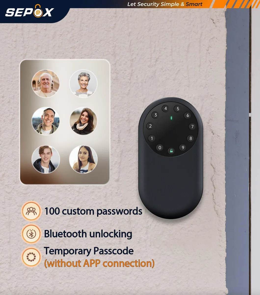 SEPOX Smart Key Lockbox, cassetta di sicurezza portatile e da parete per esterni, con Bluetooth e controllo tramite app, in alluminio, resistente alle intemperie, tastiera anti-peep, gancio rimovibile