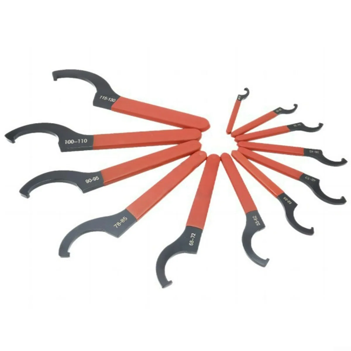 Set di 10 chiavi a gancio regolabili a C, strumenti a ghiera di varie dimensioni con maniglie antiscivolo sicure per sistema di sospensione e regolazioni degli urti