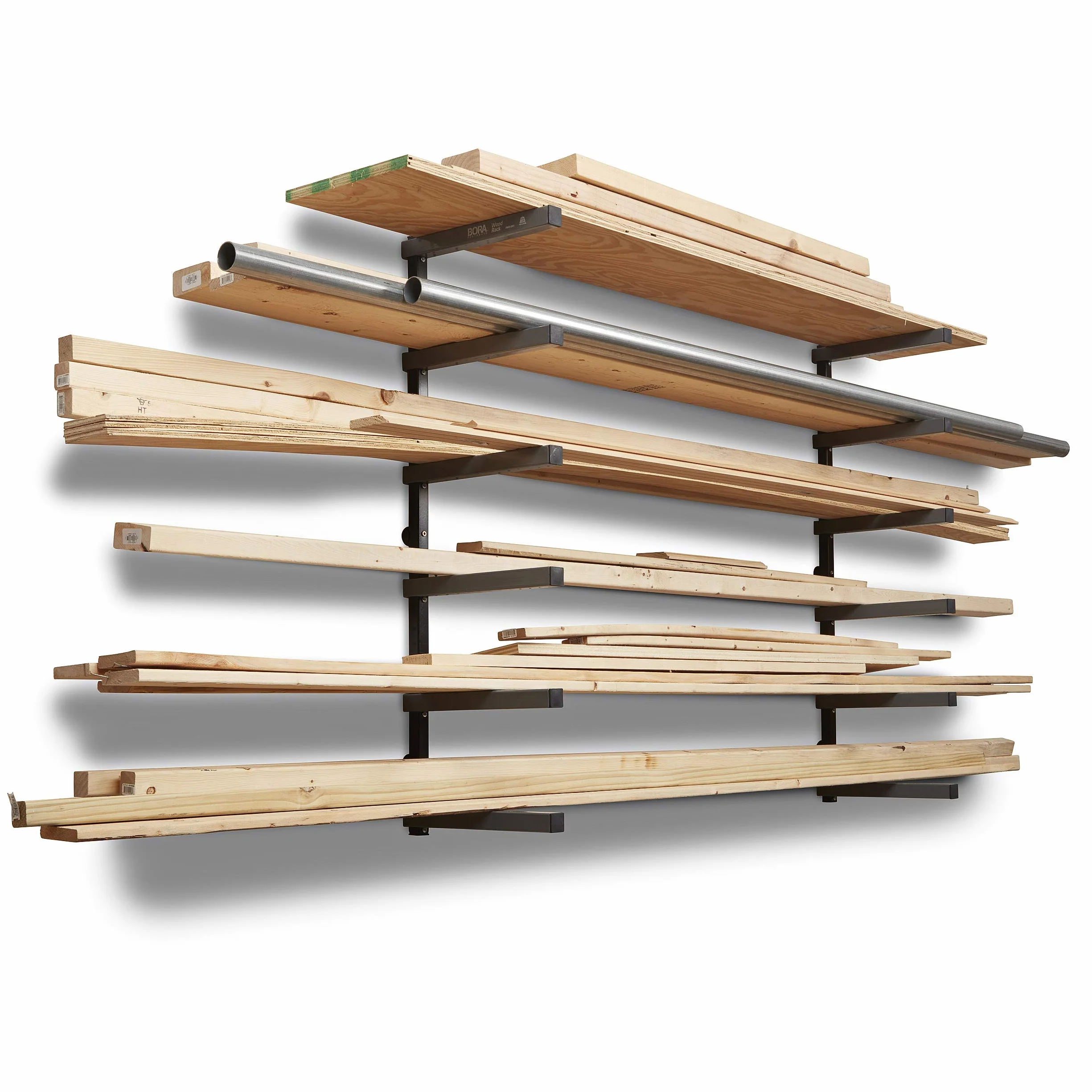 BORA PBR-006B Portamate Organizer Legno a 6 Livelli | Scaffale da Parete Salvaspazio per Garage e Officina