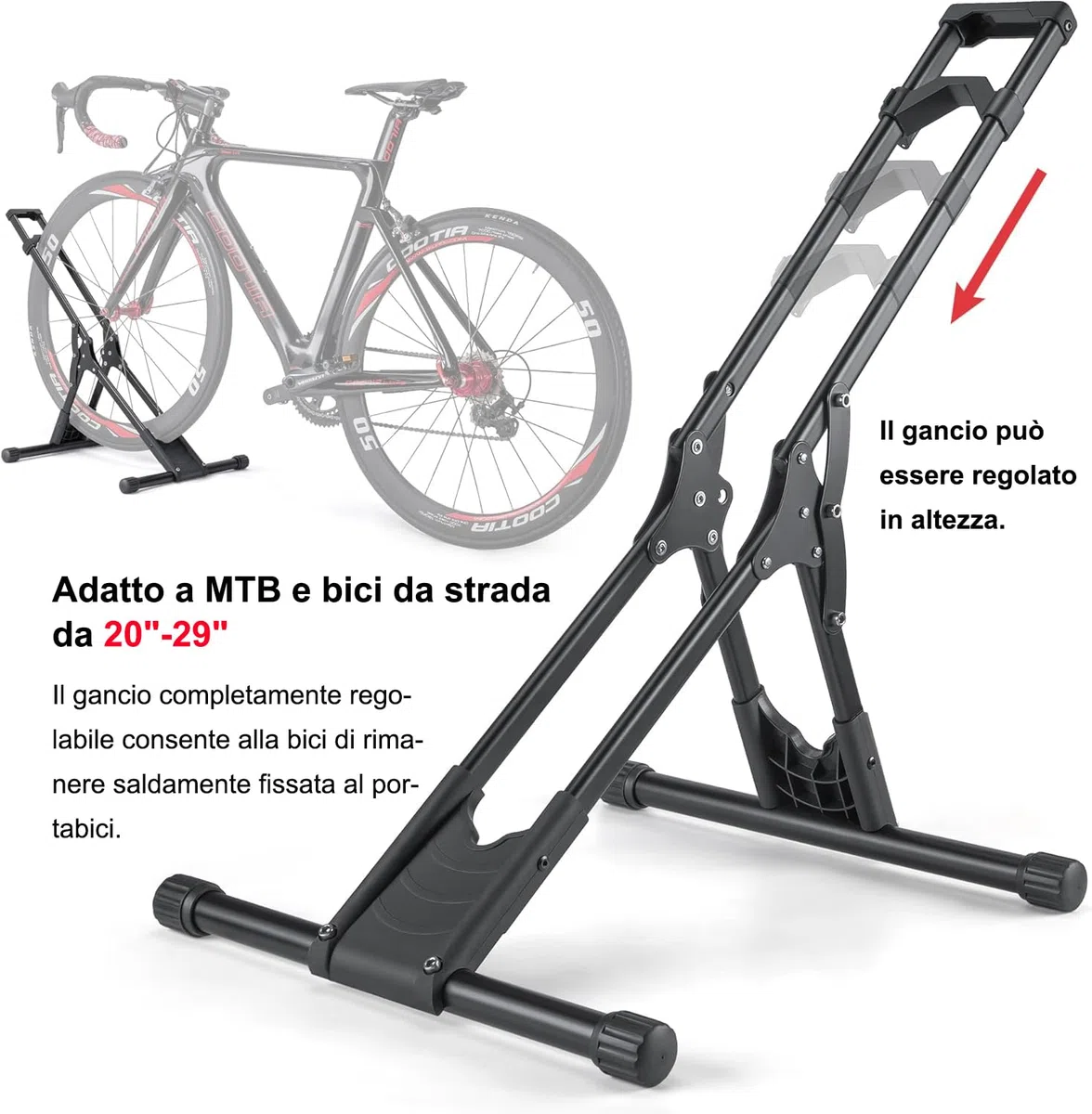CXWXC Supporto per bicicletta da 20" a 29" e 730C MTB, pieghevole per bicicletta da corsa, per interni ed esterni (S101) (1, M)