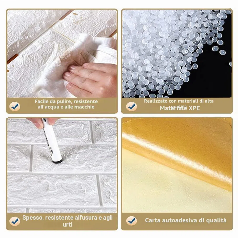 Pannelli Murali 3D Autoadesivi 70 cm x 20 M - Mattoni Effetto Pietra, Mattoni Adesivi Murali Impermeabili, Carta da Parati per Cucina, Camera da Letto, Soggiorno, Sfondo TV
