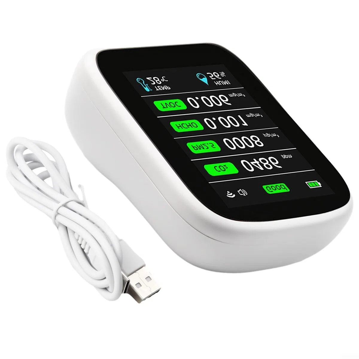 Misuratore di qualità dell'aria interna, per Tuya Smart WiFi Air Quality Monitor, Compatibile con per Tuya App, Contatore d'aria interno WiFi, Rilevatore sensore NDIR PM2 5, PM10