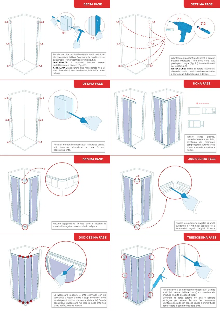 Box Doccia Camelia Telaio PVC Bianco, Pannelli Acrilico 1.5mm Effetto Goccia, Ante Scorrevoli, Apertura Angolare, Chiusura Magnetica, Regolabile, Installazione Facile, Reversibile (70x90 cm)
