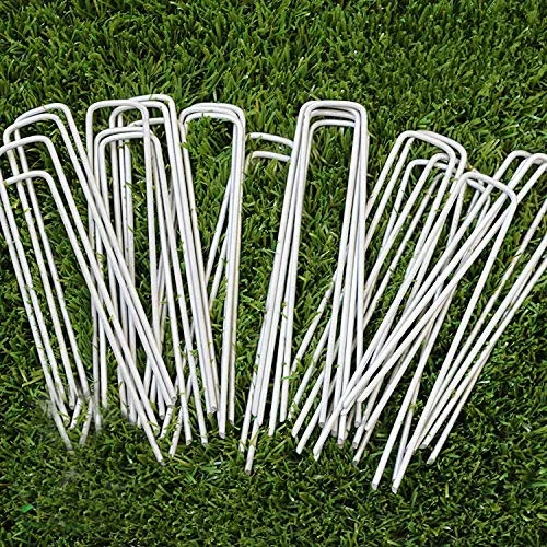 50x Picchetti di ancoraggio lunghi,Chiodi da Terra in acciaio Picchetti da Giardino per il fissaggio di reti parasole e di sintetica,30x4cm,in filo d'acciaio dello spessore di