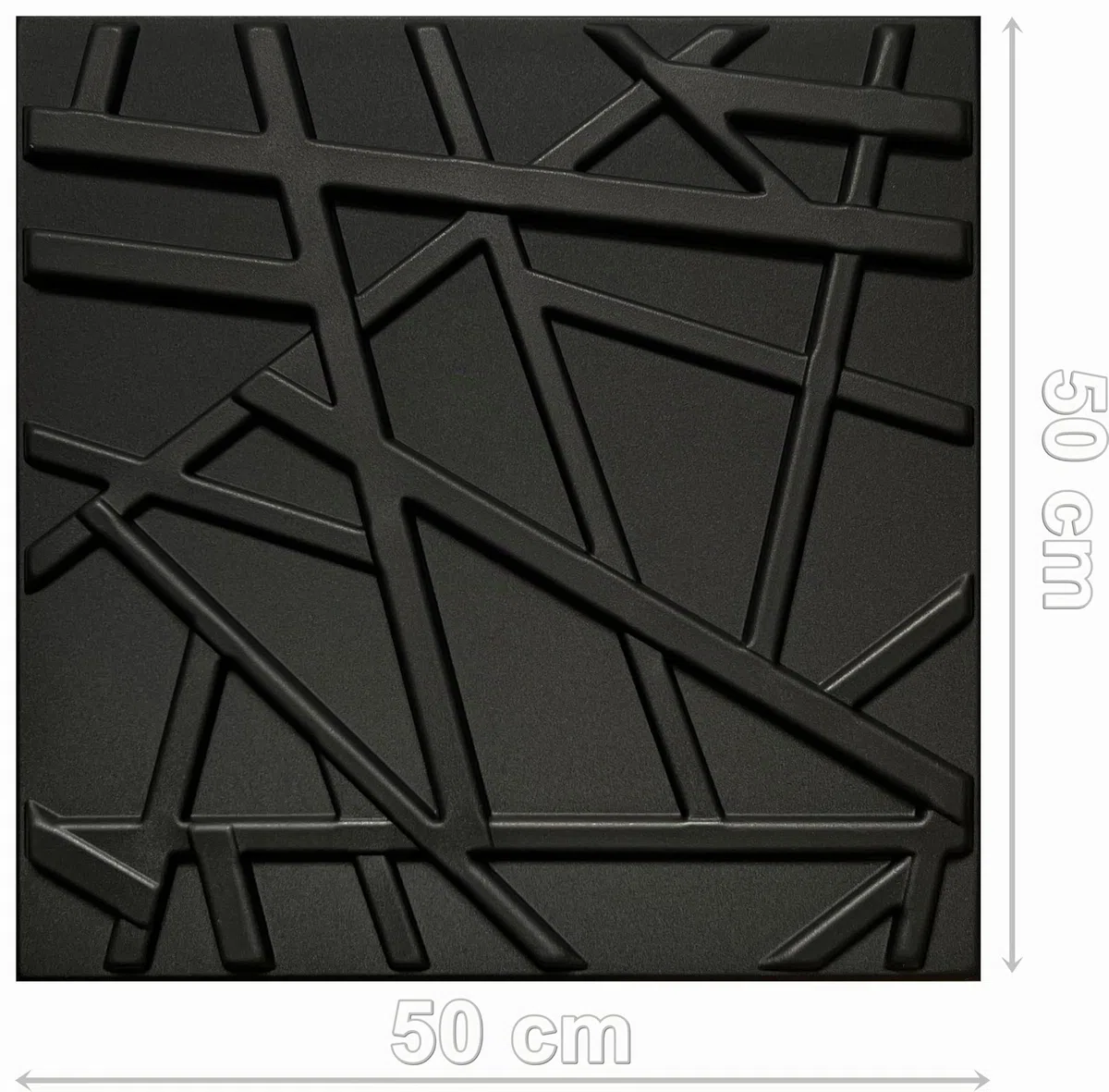 DECCART - Pannelli Decorativi Per Pareti 3D - Pannelli Murali - Pannello Decorativo Parete - Polistirolo PSE - 50x50 cm Line, Nero,5m2