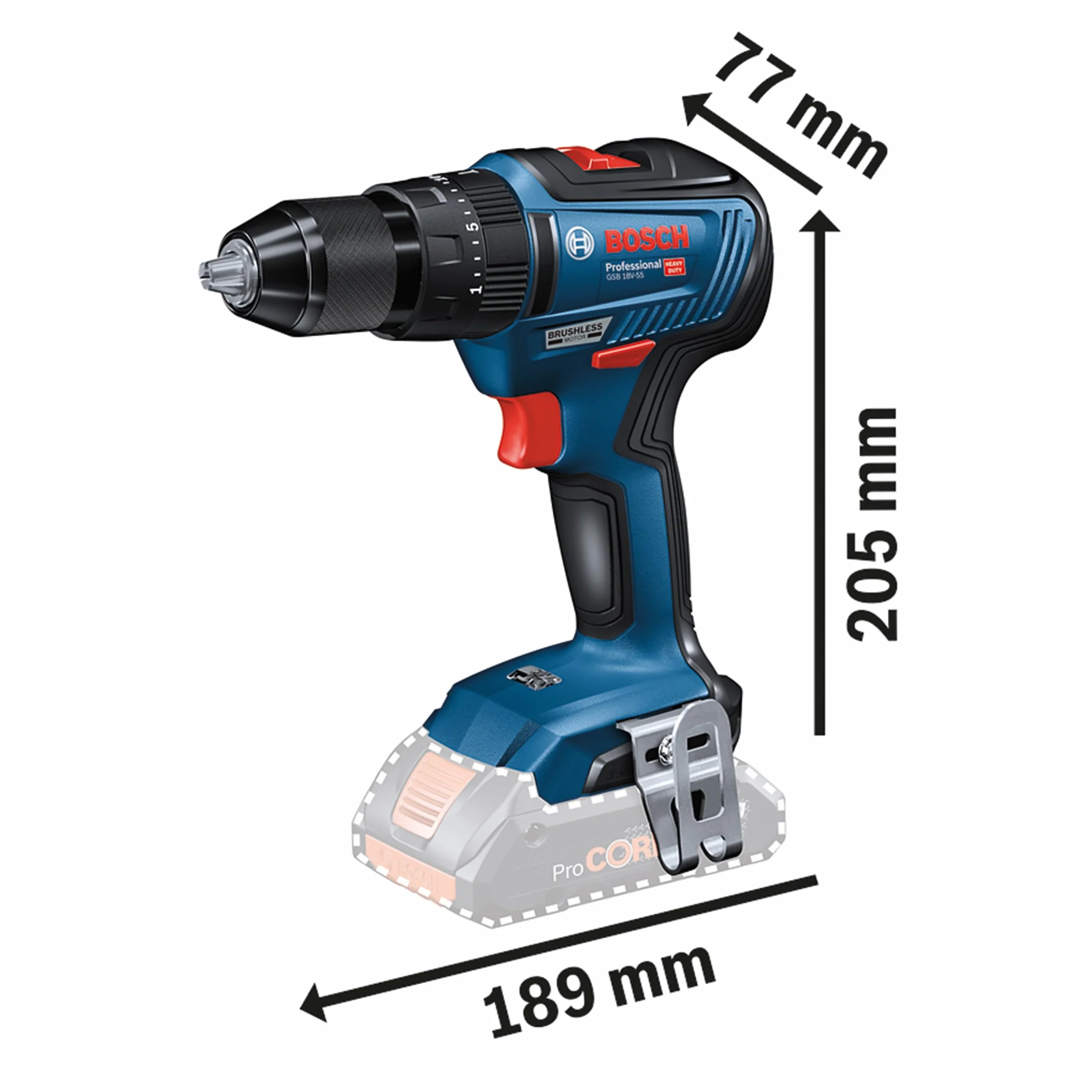 Bosch Professional 18V System Trapano-avvitatore a batteria GSR 18V-55 (coppia max. 55 Nm, 1.800 giri/min, 2 batterie 4.0Ah, caricabatteria GAL 18V-20,set di accessori da 82 pz., L-Case Pick & Click)