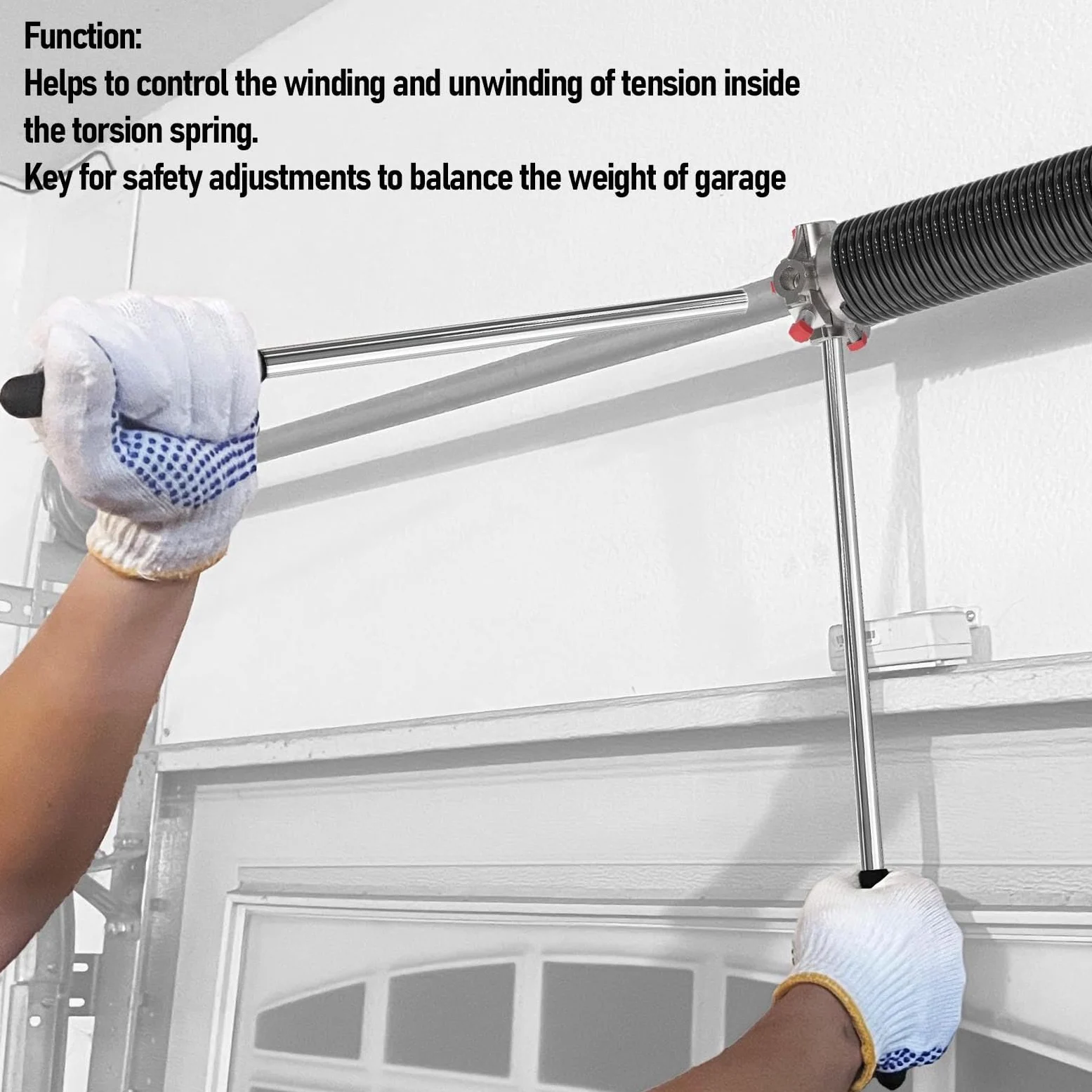 YWBL-WH 2 Pezzi Barre di Avvolgimento a Molla di Torsione per Garage Barre di Avvolgimento Hardware per Portello per Garage Strumenti di Regolazione per Molla di Regolazione con