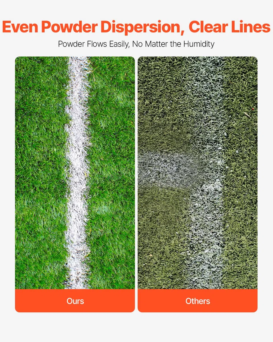 VEVOR Segnalinee a Secco per Campi da Gioco, 2 Ruote, Linee 50-100 mm, Segnalinee Regolabili, con Maniglia di Regolazione in Gomma, Capacità Polvere 11,3 kg, per Baseball Infield, Verde