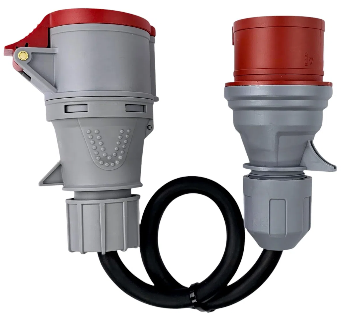RoadEu - Adattatore CEE 32A a 32A con invertitore di fase – Prolunga industriale 5x4 mm² – 0,5 m – IP44 – Presa e spina CEE 400V 5 poli