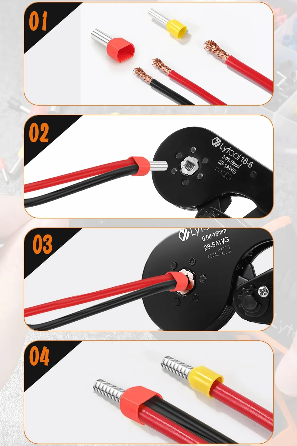 Pinza Crimpatrice Esagonale 0.08-16 mm²,Lytool 1200Pcs Puntalini Doppi Elettrici Pinza Crimpatrice Capicorda a Doppio Filo,Crimpatrice Capicorda Elettrica per Cavo Elettrici,Manutenzione del Elettrico