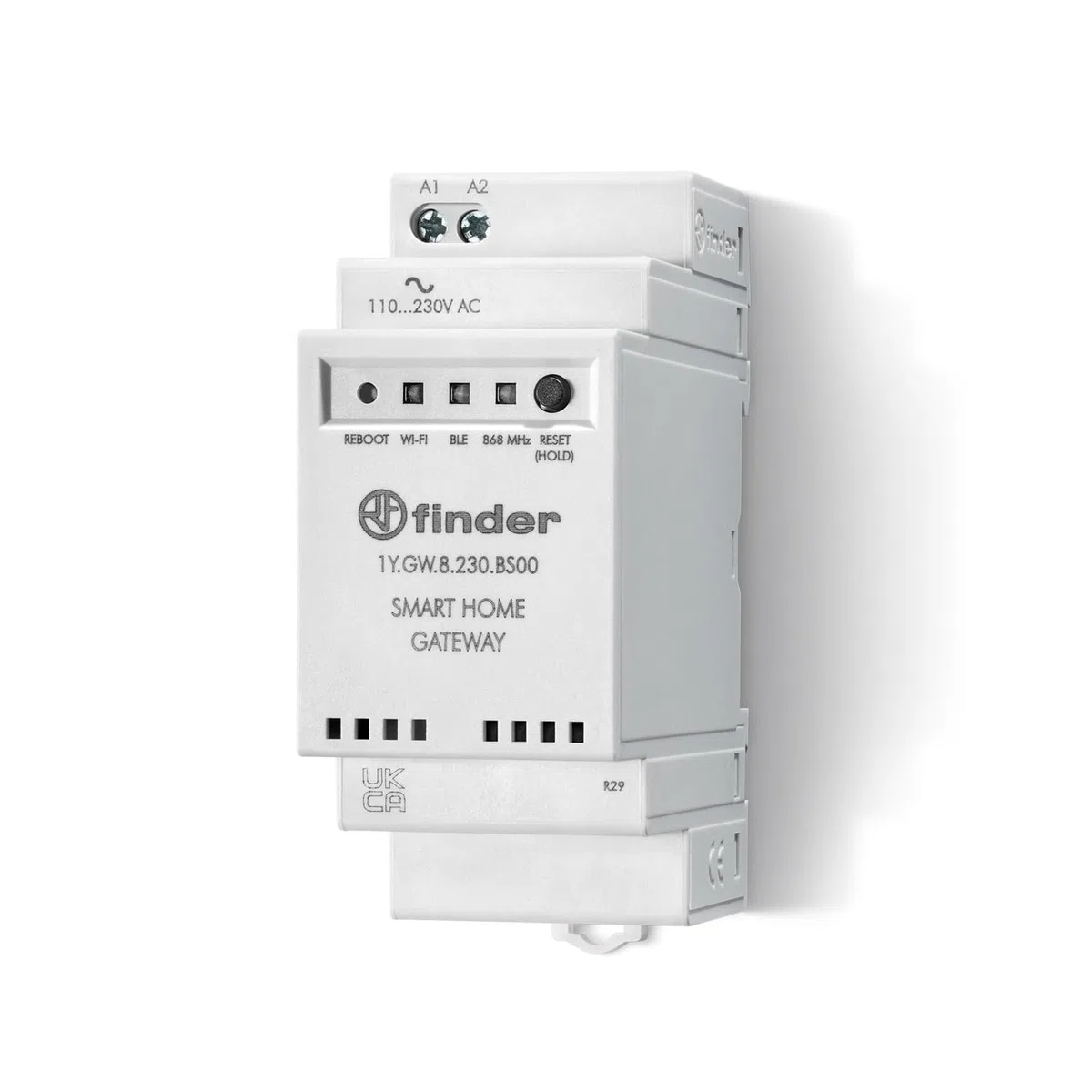 Finder Gateway modulare 230V Tipo 1Y.GW. Per comandare da remoto il tuo impianto YESLY e i tuoi dispositivi BLISS ovunque ti trovi nel mondo. Controllabile con App Finder YOU e Assistenti Vocali