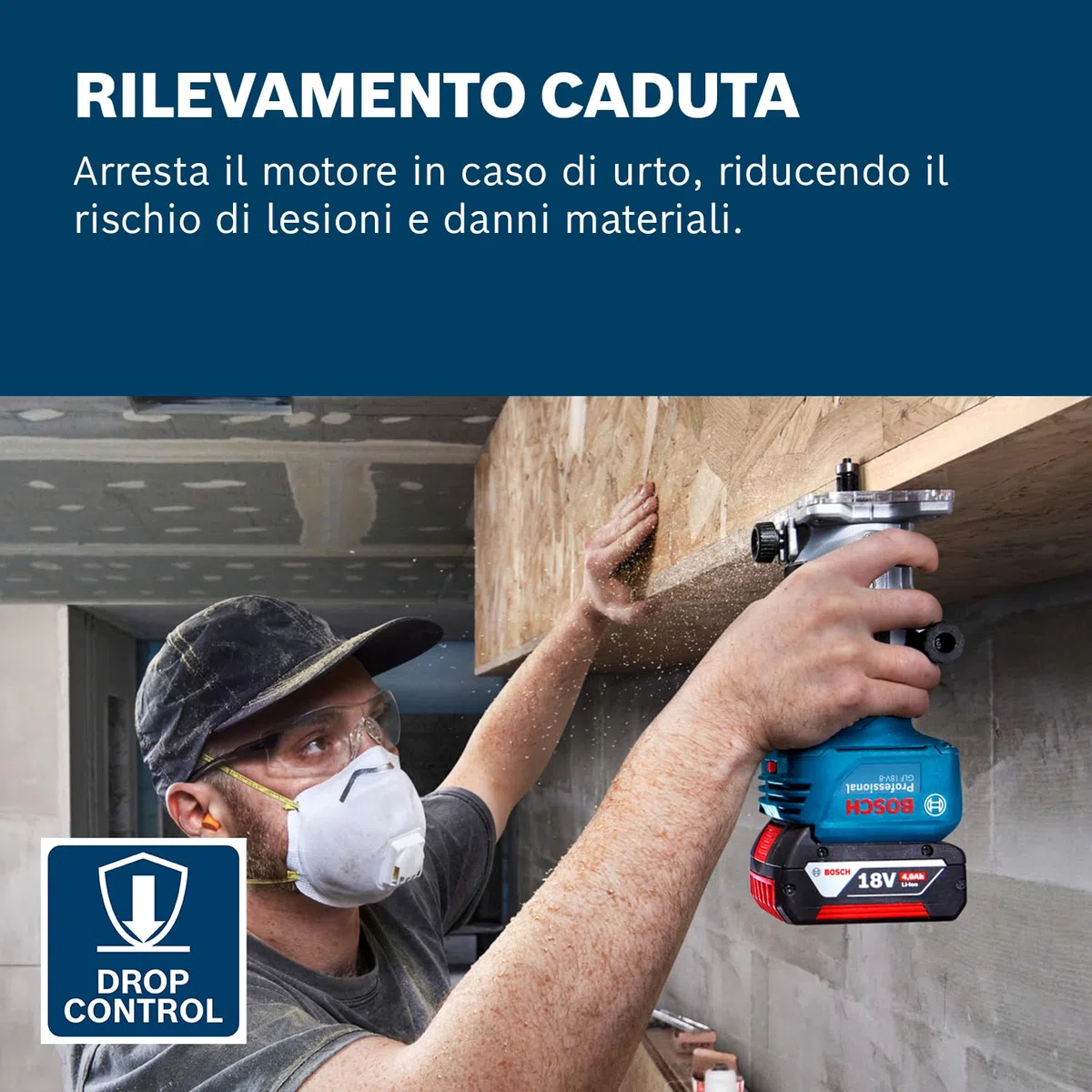 Bosch Professional 18V System Rifilatore a batteria GLF 18V-8 (incl. guida paral., adat. aspir. rifil. sup., adat. aspir. rifil. bordi, guida rullo taglio filo, pinza 8 mm, chiave, senza batt./caric.)