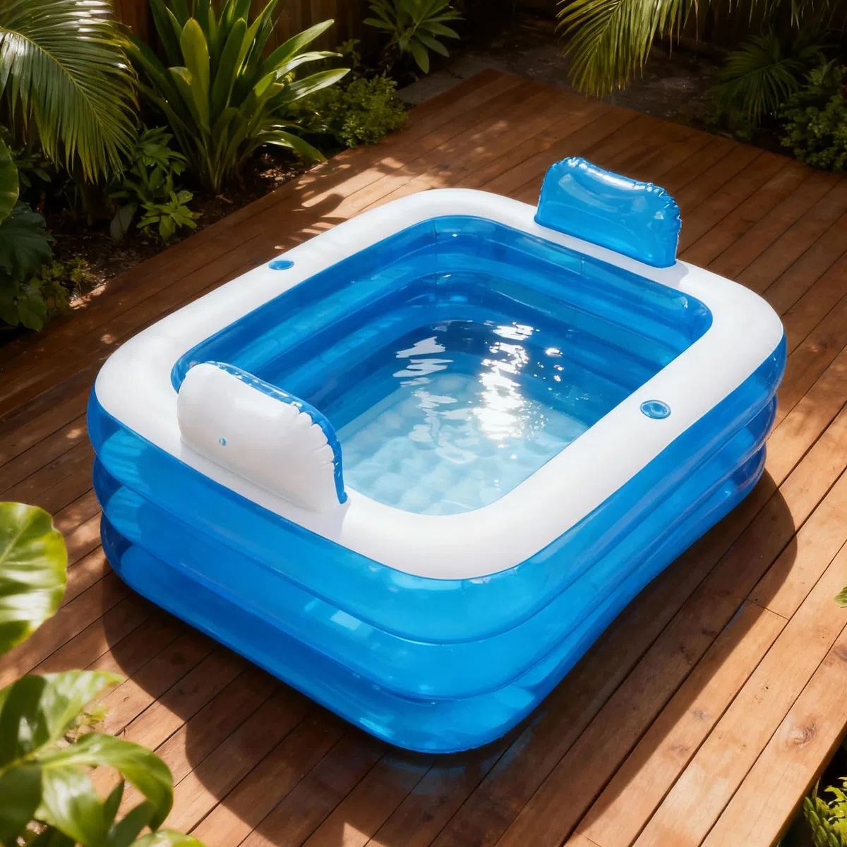 Vasca doppia gonfiabile con pompa d'aria elettrica e tappetino da bagno, vasca portatile per adulti, vasca idromassaggio pieghevole autoportante con portabicchieri di drenaggio
