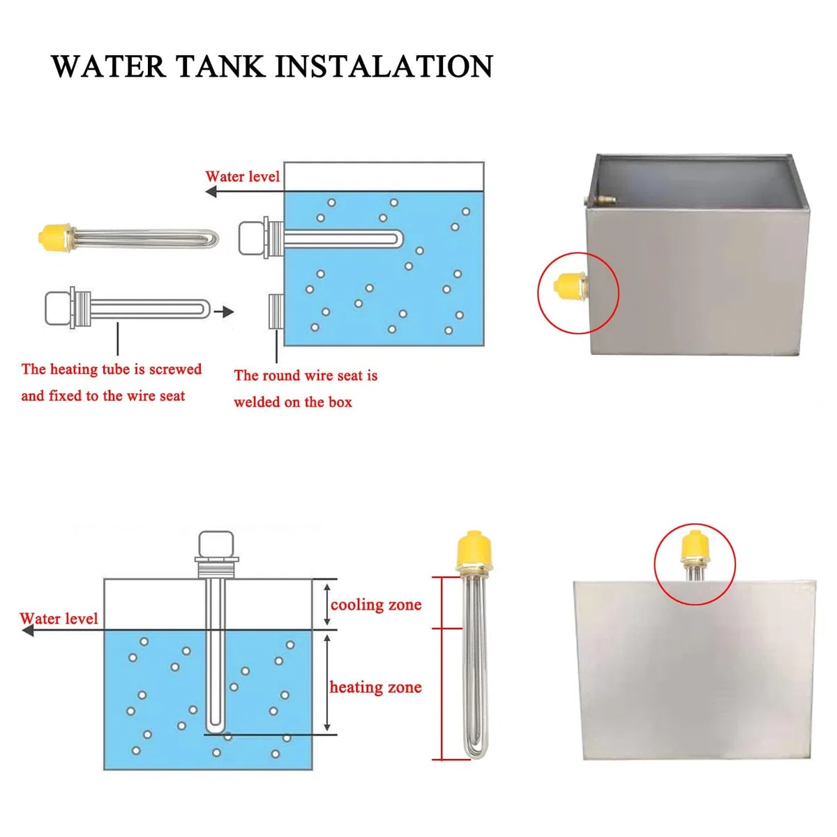 Resistenza a immersione 220v elemento riscaldante a immersione serbatoio inox riscaldatore elettrico acqua tubolare